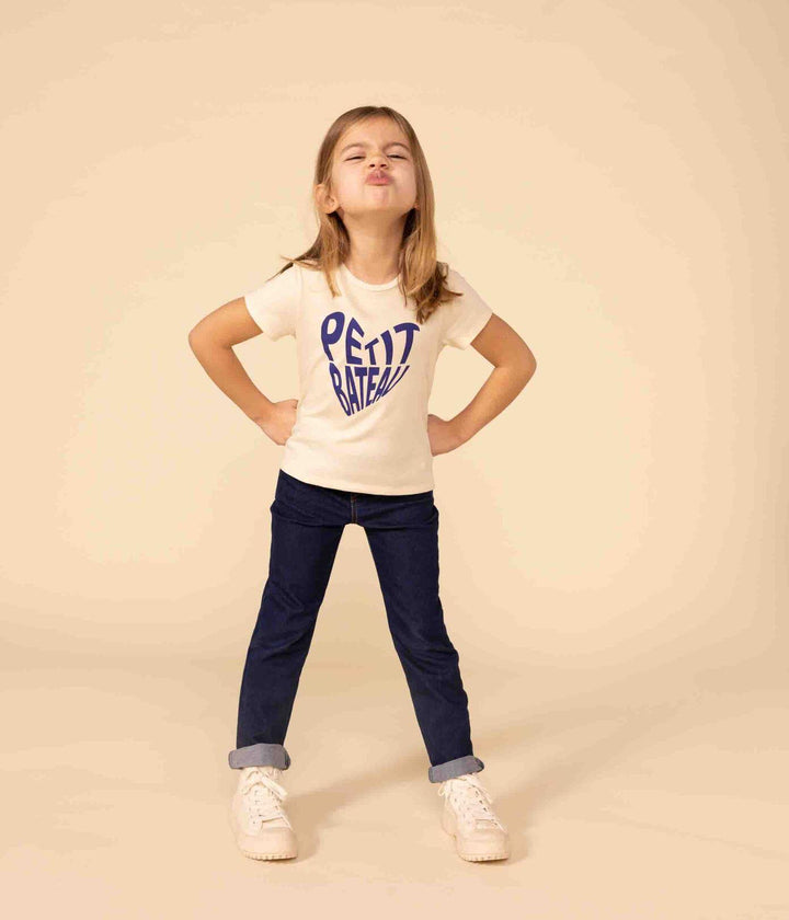 T-SHIRT A MANICHE CORTE IN COTONE A08DK 01 PETIT BATEAU 