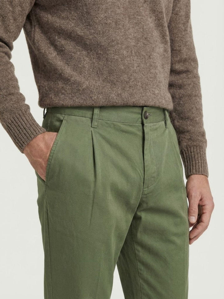 Pantalone con pinces in cotone salvia 7676GB SALVIA ANDREA MORANDO 