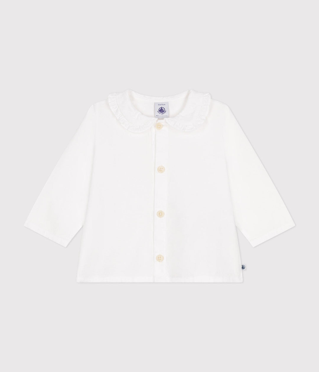 Blusa in piqué di cotone bianca A0B39 01 PETIT BATEAU 