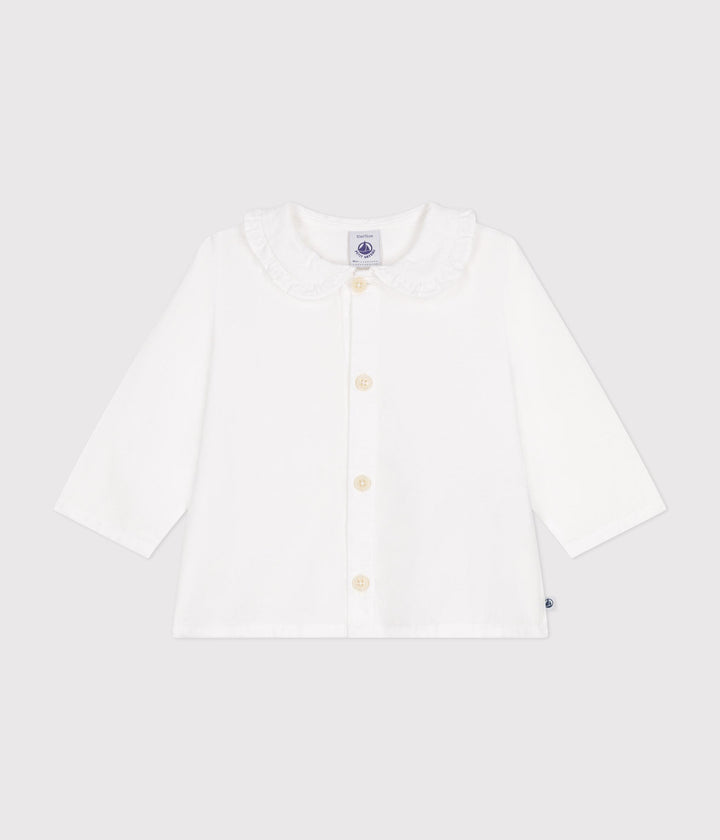 Blusa in piqué di cotone bianca A0B39 01 PETIT BATEAU 