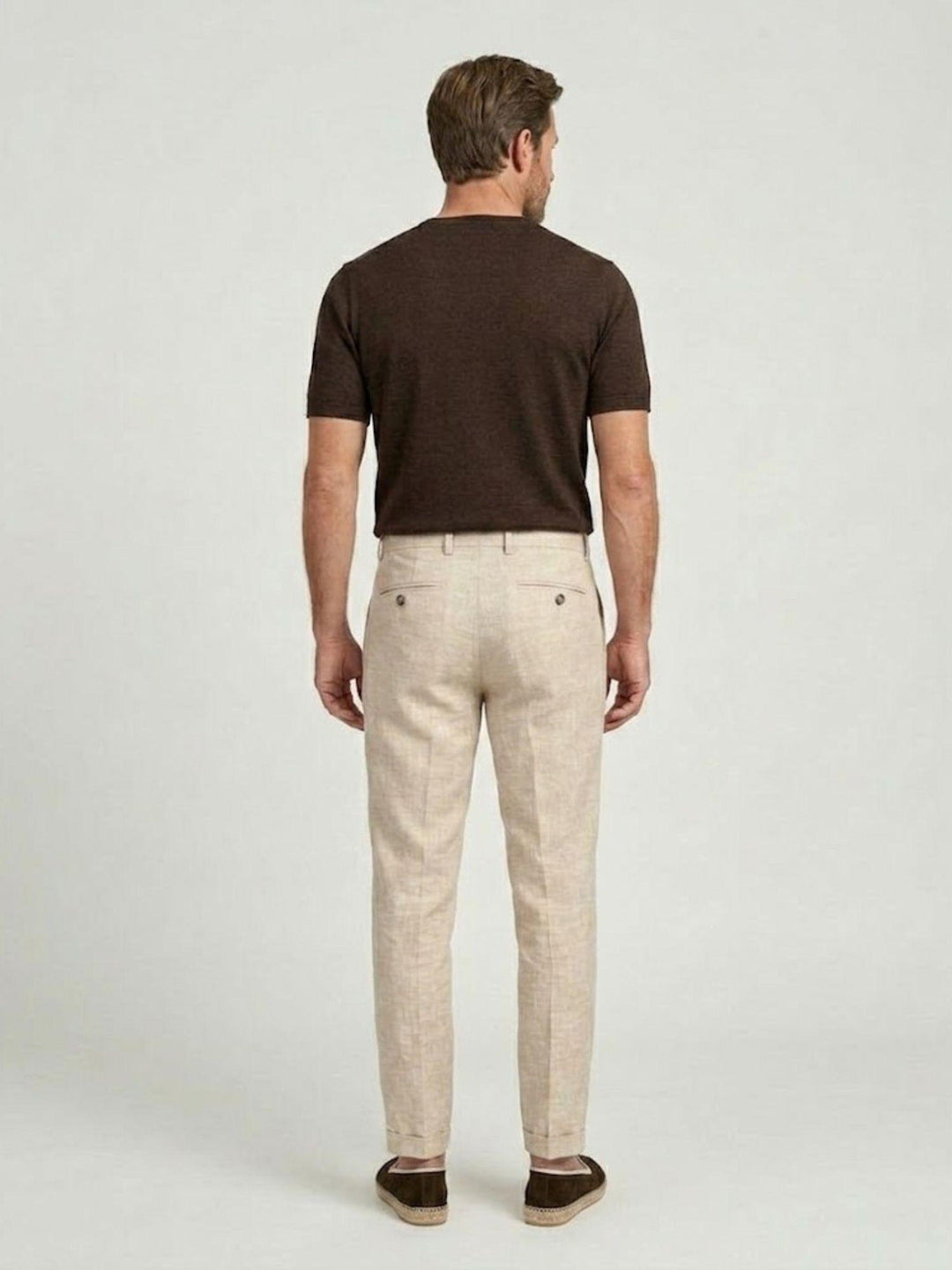 Pantalone chino in lino e cotone beige P-TONY 23 ANDREA MORANDO 