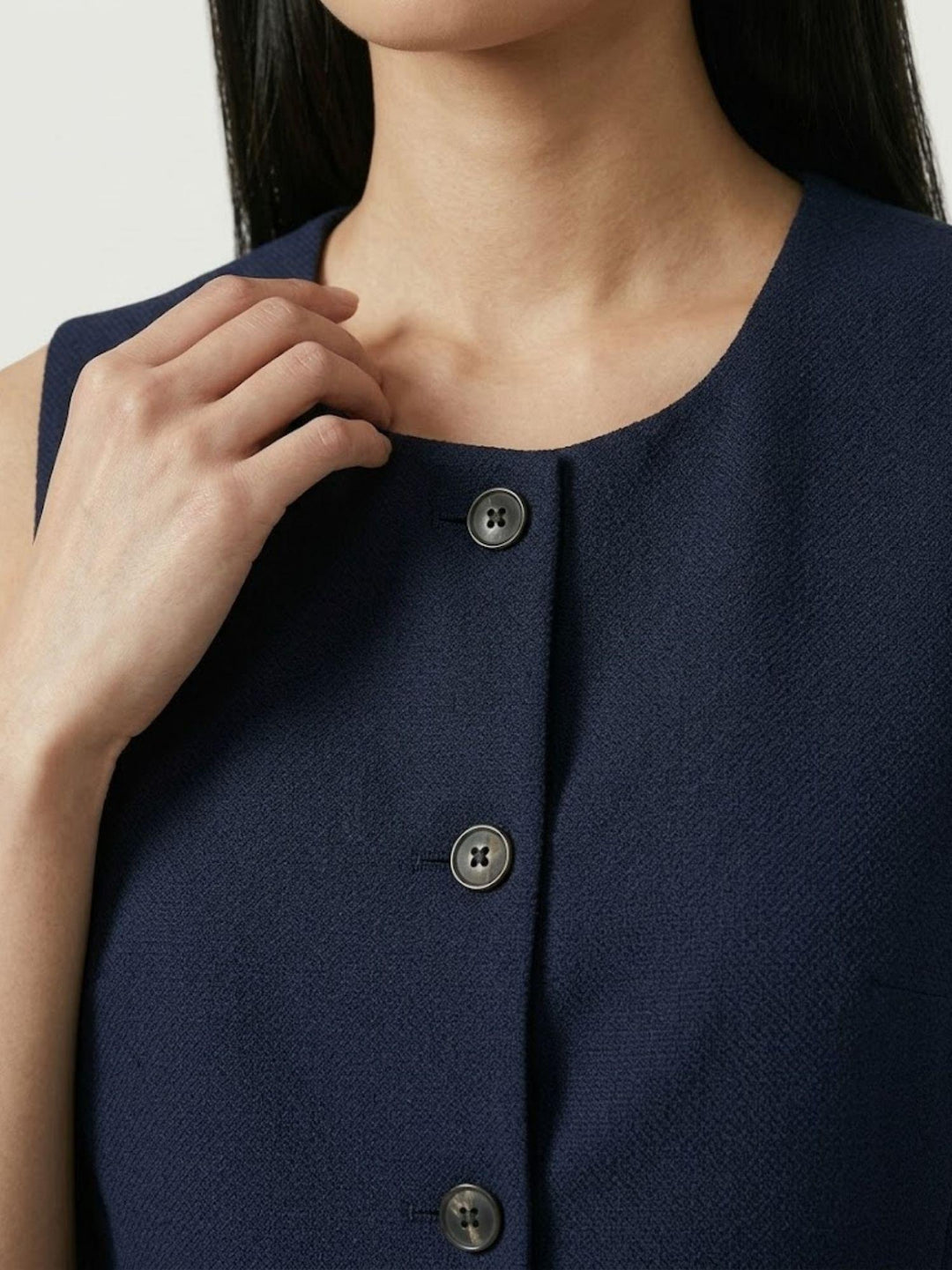 Gilet con fiocco posteriore navy ISOTTA BLU ANDREA MORANDO 