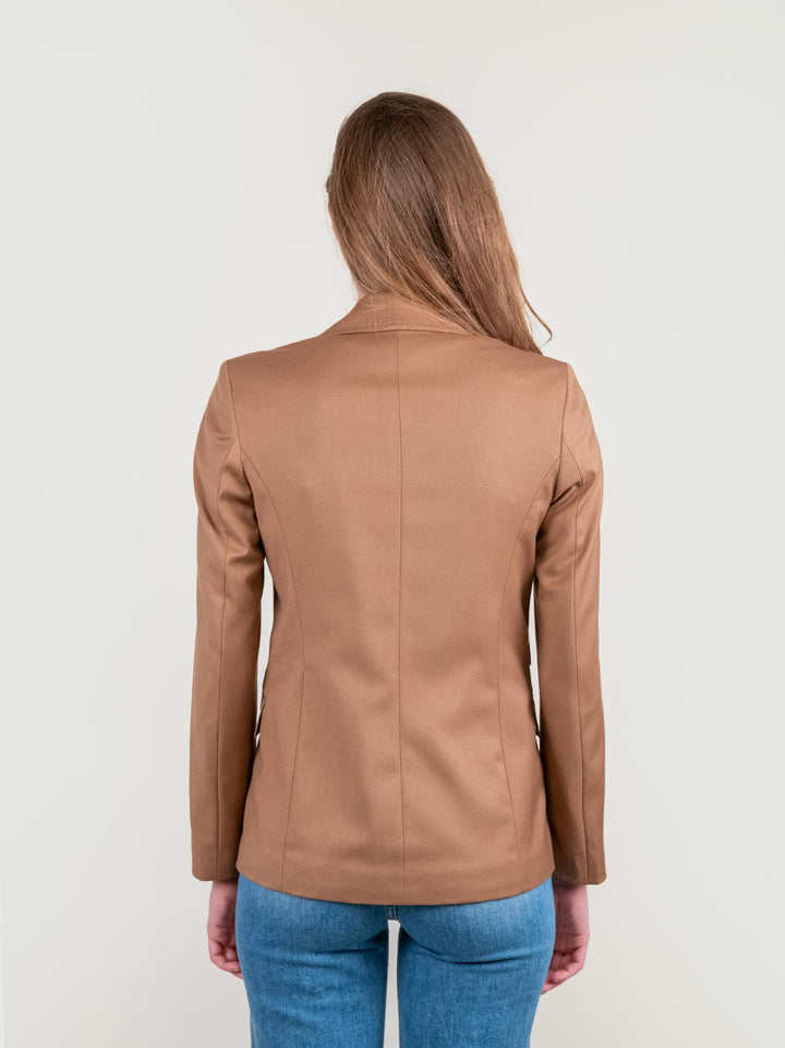 BLAZER MONOPETTO IN TESSUTO ELASTICIZZATO CAMMELLO 93353VST 51 ANDREA MORANDO 
