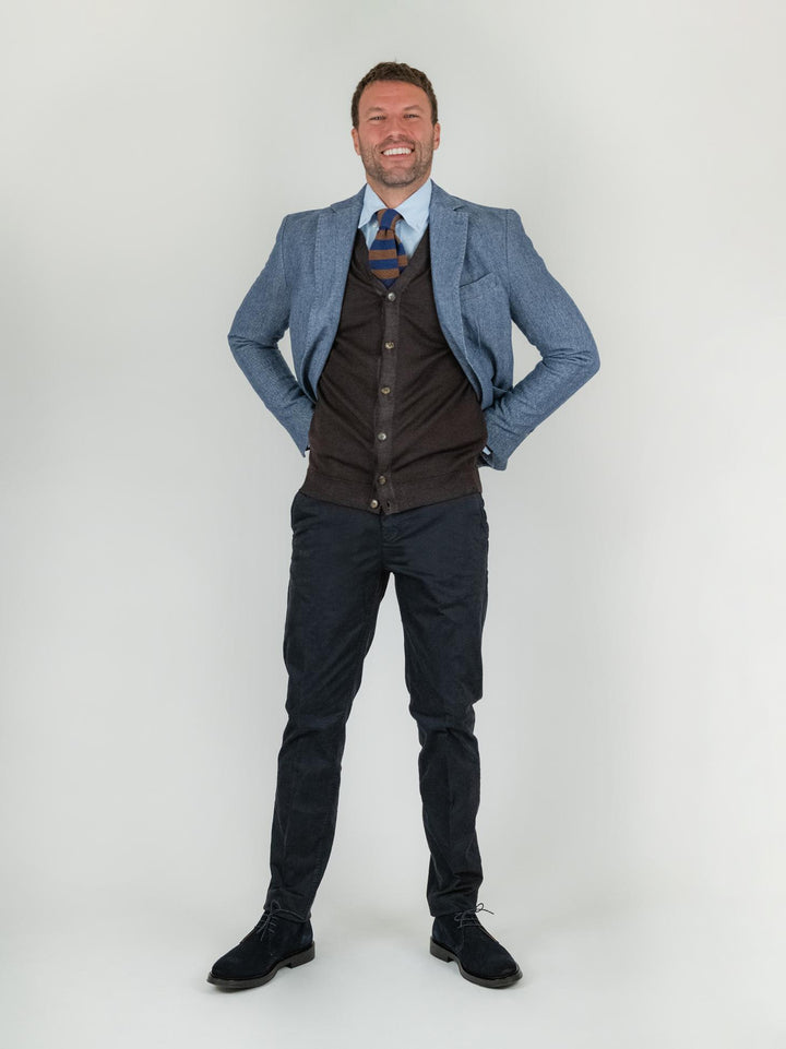 BLAZER IN TESSUTO SPIGATO BLU LM242 JEANS ANDREA MORANDO 