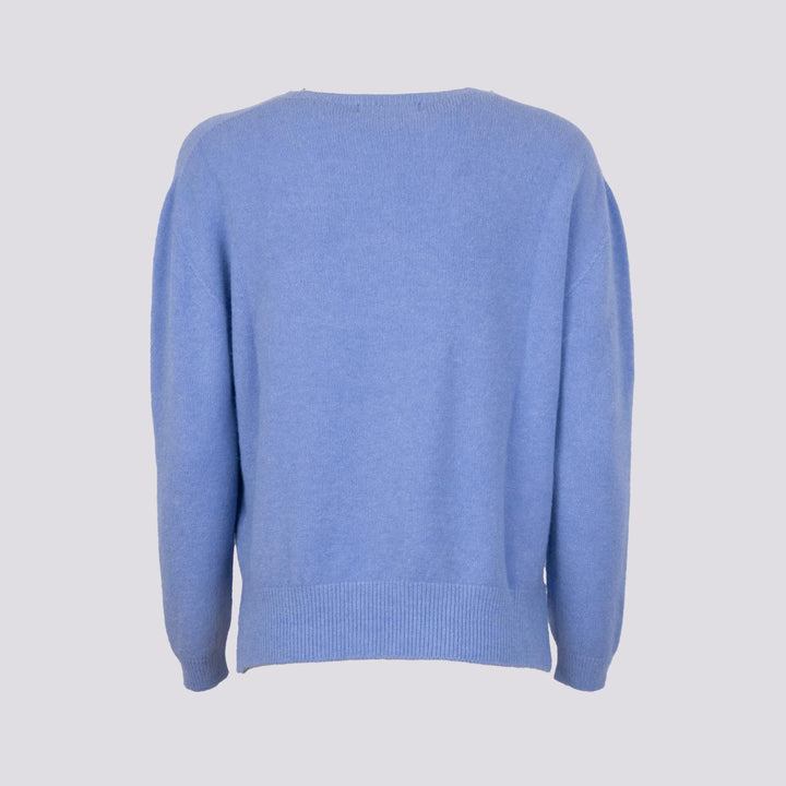 GIROCOLLO IN MAGLIA  CON MICRO SPACCHI LATERALI AZZURRO 0670/15 8013 BIMOR 