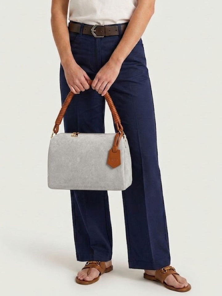 Borsa a spalla Cube in pelle scamosciata grigio perla CUBE GRIGIO PERLA BIMOR 