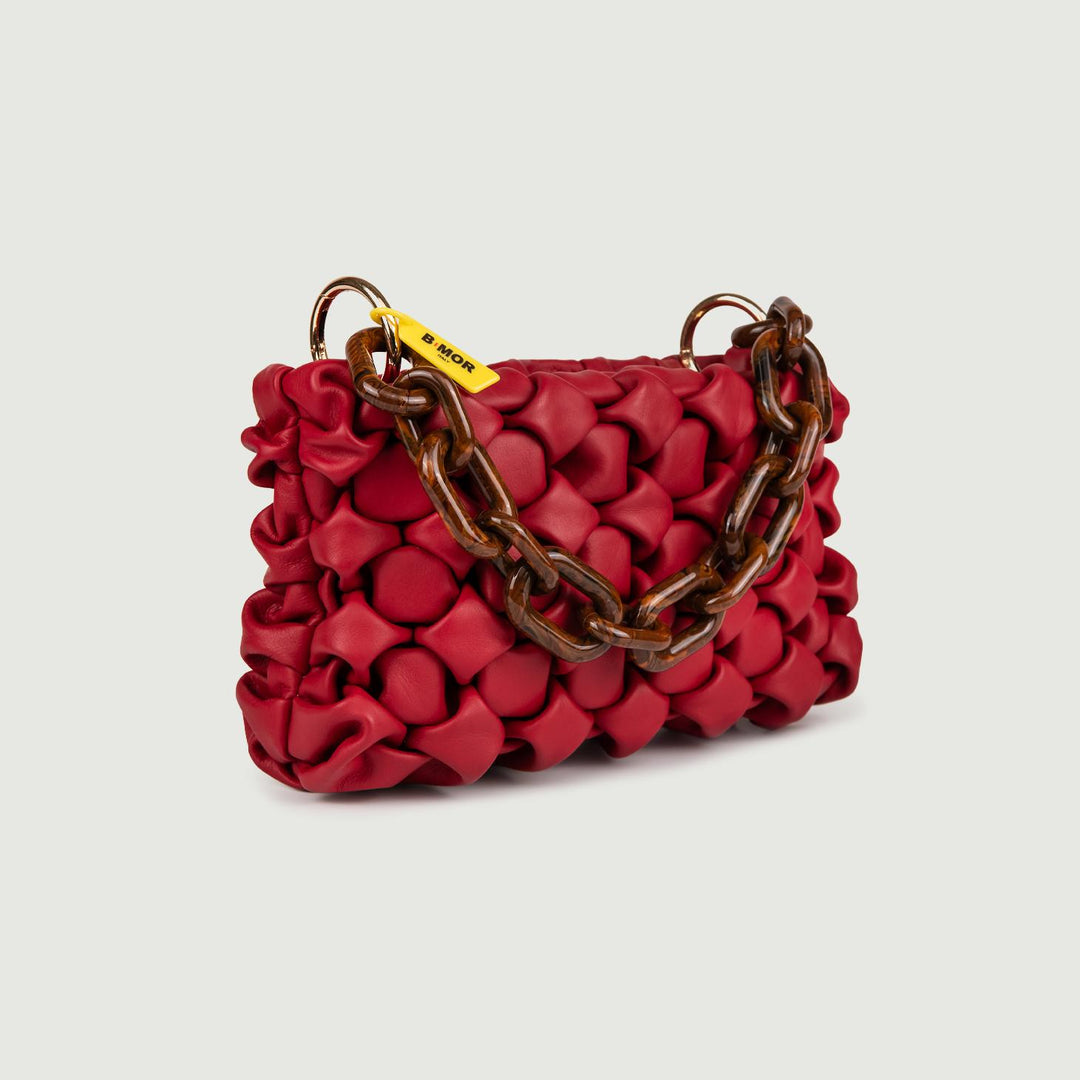 BORSA IN PELLE INTRECCIATA BORDEAUX "CURLY" CURLYNEW BORDEAUX BIMOR 