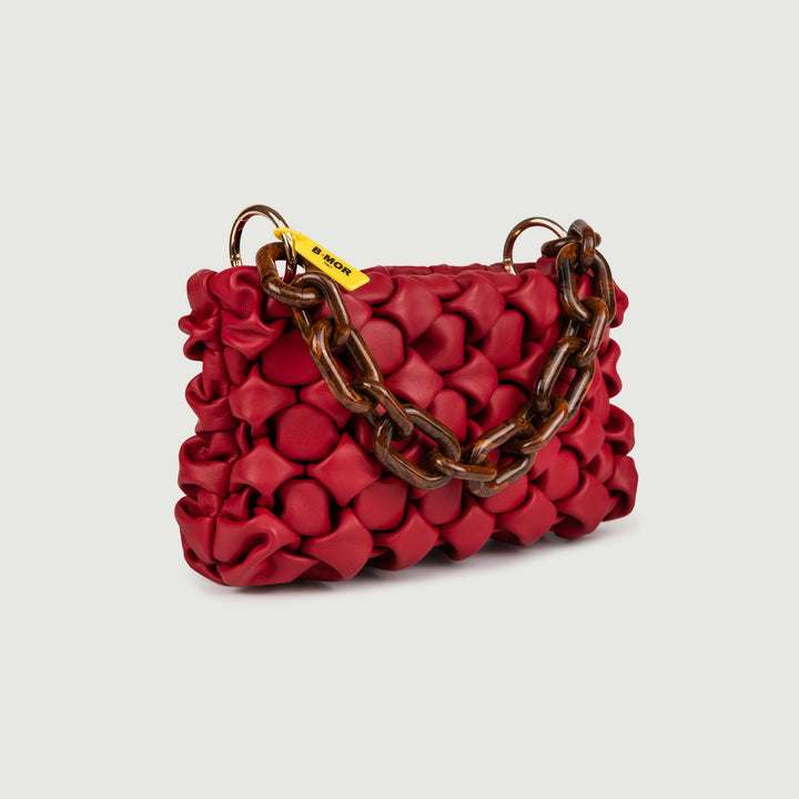 BORSA IN PELLE INTRECCIATA BORDEAUX "CURLY" CURLYNEW BORDEAUX BIMOR 