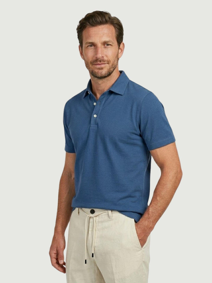 Polo in cotone piquet bluette BU26S07POPIQUETCOGMT 206 ANDREA MORANDO 