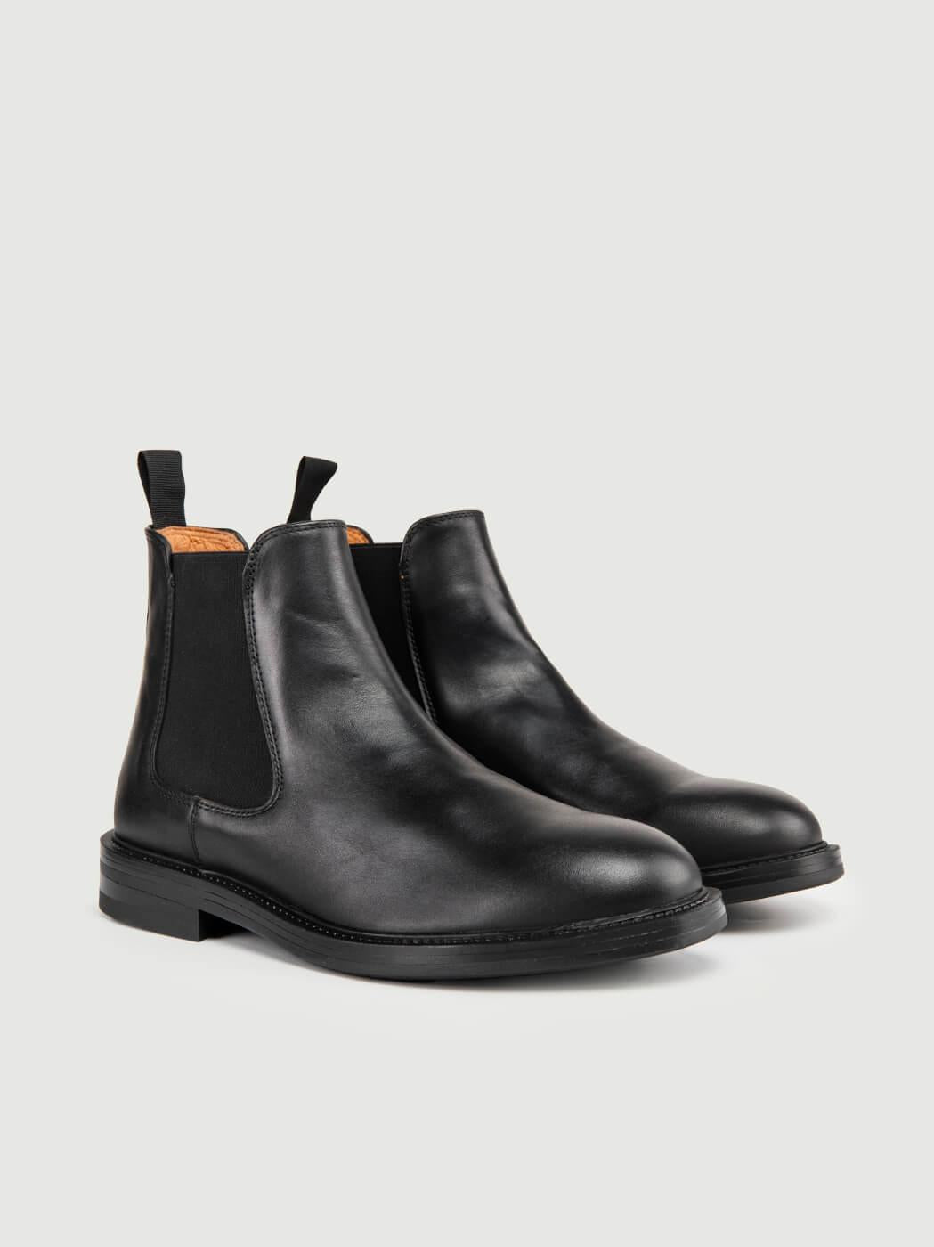 STIVALETTO CHELSEA IN PELLE NERO 2320 NERO SAXONE 