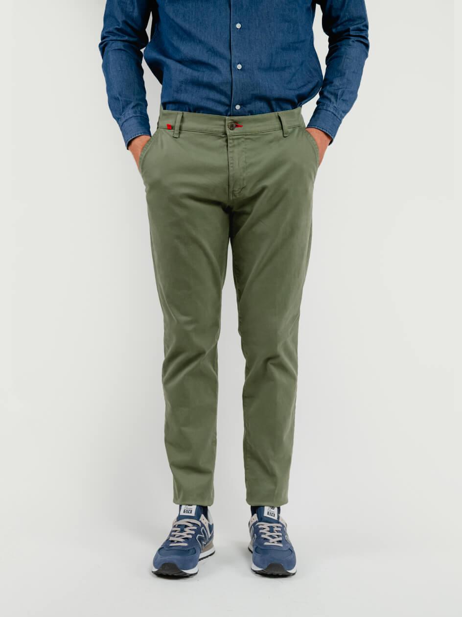 PANTALONE IN COTONE VERDE SALVIA 7657TO SALVIA ANDREA MORANDO 
