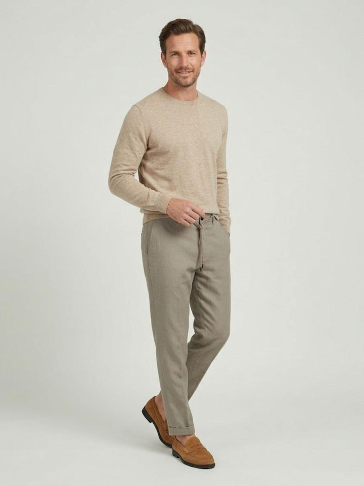 Pantalone in liocell con coulisse tortora Y0007M 2018 ANDREA MORANDO 