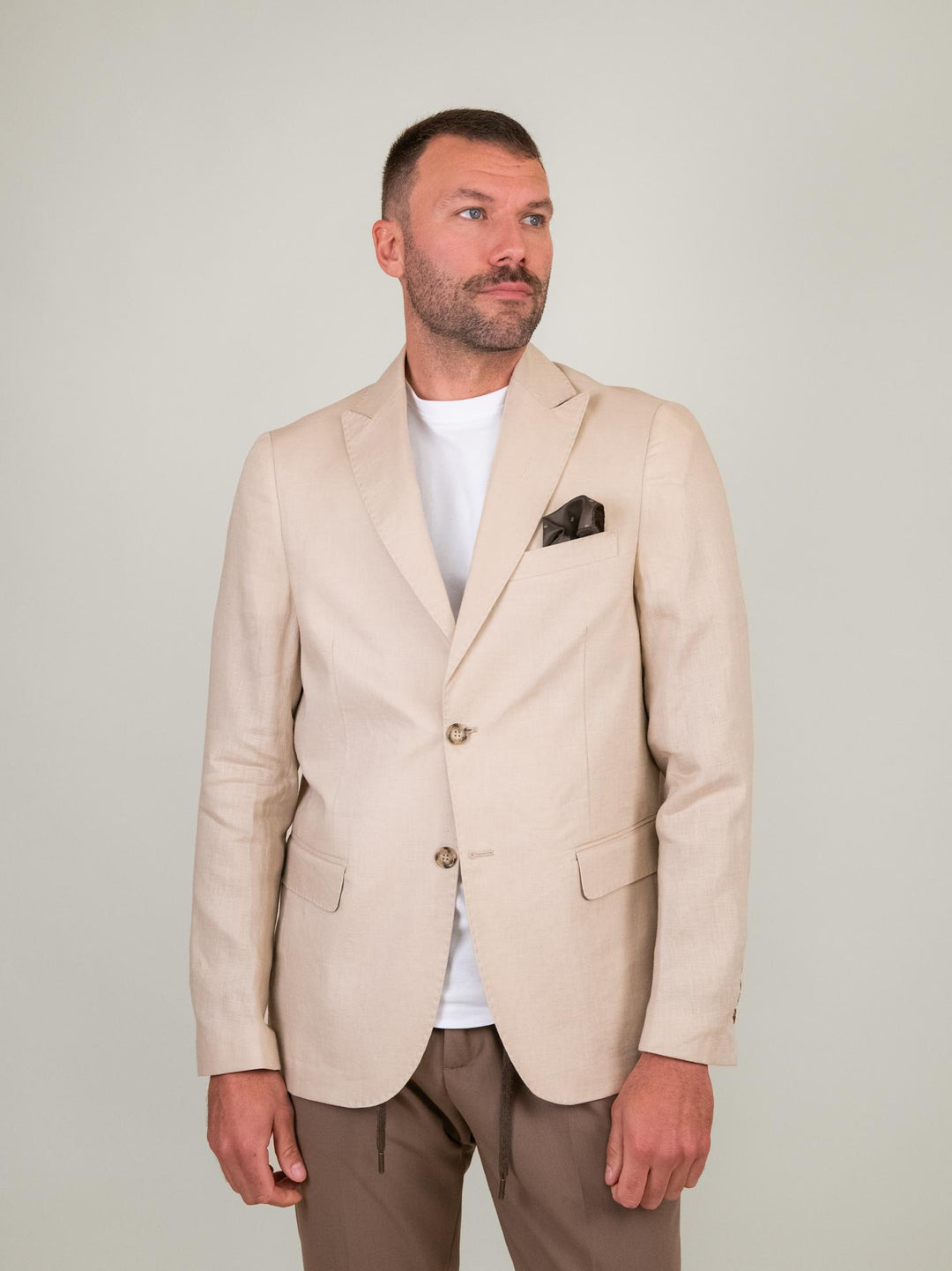 BLAZER IN LINO BEIGE T104 32 ANDREA MORANDO 