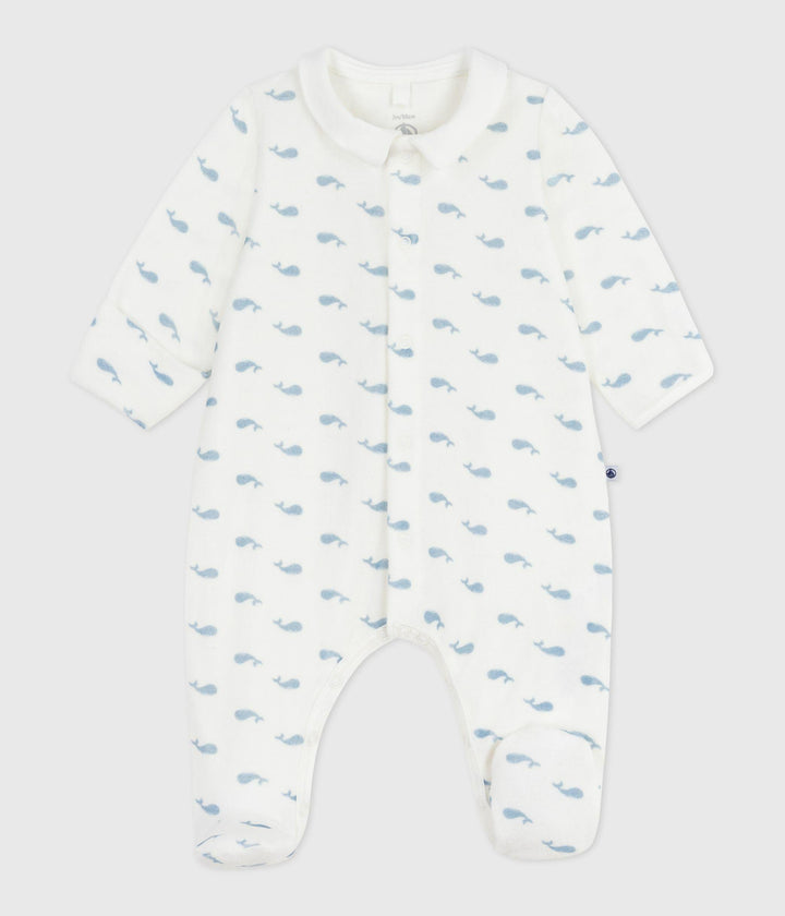 Pigiama in ciniglia con stampa balene neonato A0DZ5 01 PETIT BATEAU 