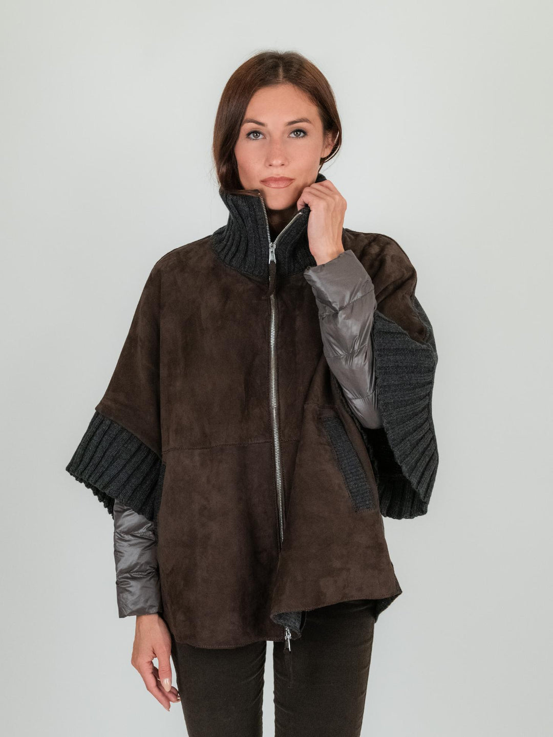 GIACCA MANTELLA ADELE CON PIUMINO 3 IN UNO TESTA MORO ADELE KNIT 618 JACK LEATHER 