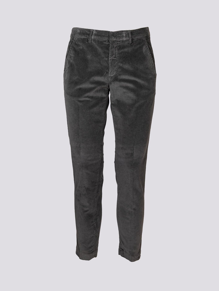 PANTALONE IN VELLUTO PIOMBO CON TASCA A FILO T502/THI 935 NOLAB 