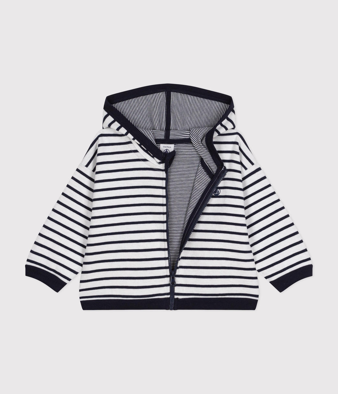 FELPA MARINIERE CON CAPPUCCIO BEBÈ A0A23 01 PETIT BATEAU 