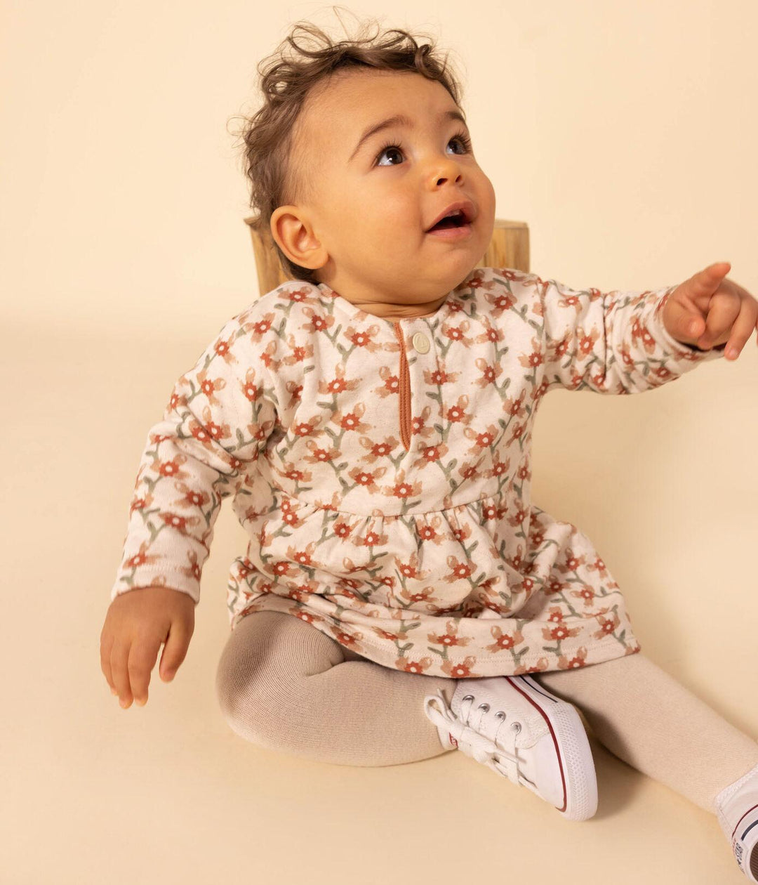 ABITO A MANICHE LUNGHE IN TUBIQUE TRAPUNTATO CON STAMPA PER BEBÈ A08SQ 01 PETIT BATEAU 