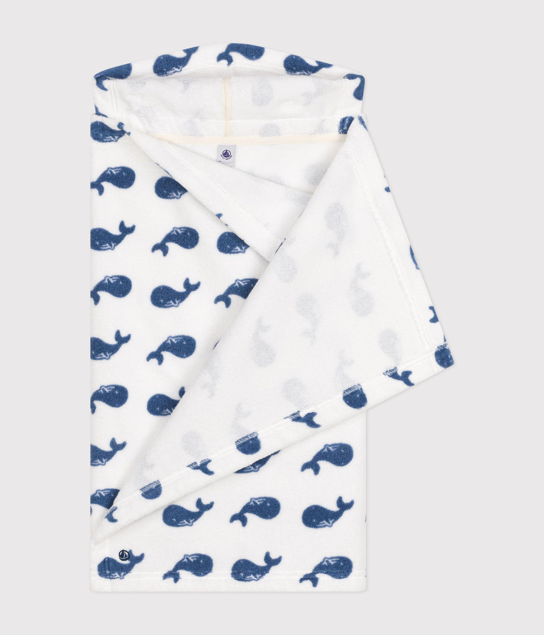 Mantellina da bagno in spugna con balena stampata neonato A0B0G 85 PETIT BATEAU 
