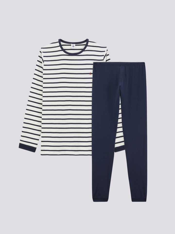 PIGIAMA MARINIÈRE BAMBINO IN COTONE A01DE 01 PETIT BATEAU 