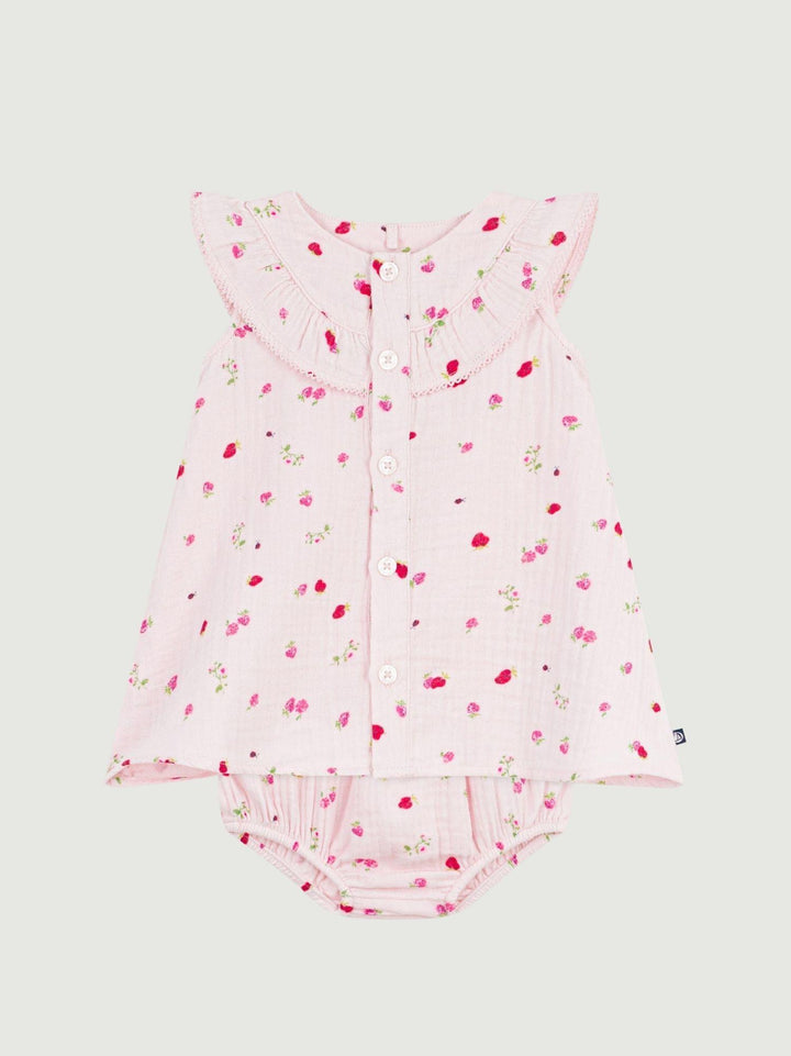 Vestito e bloomer coordinato in cotone stampa floreale A0F1G 01 PETIT BATEAU 