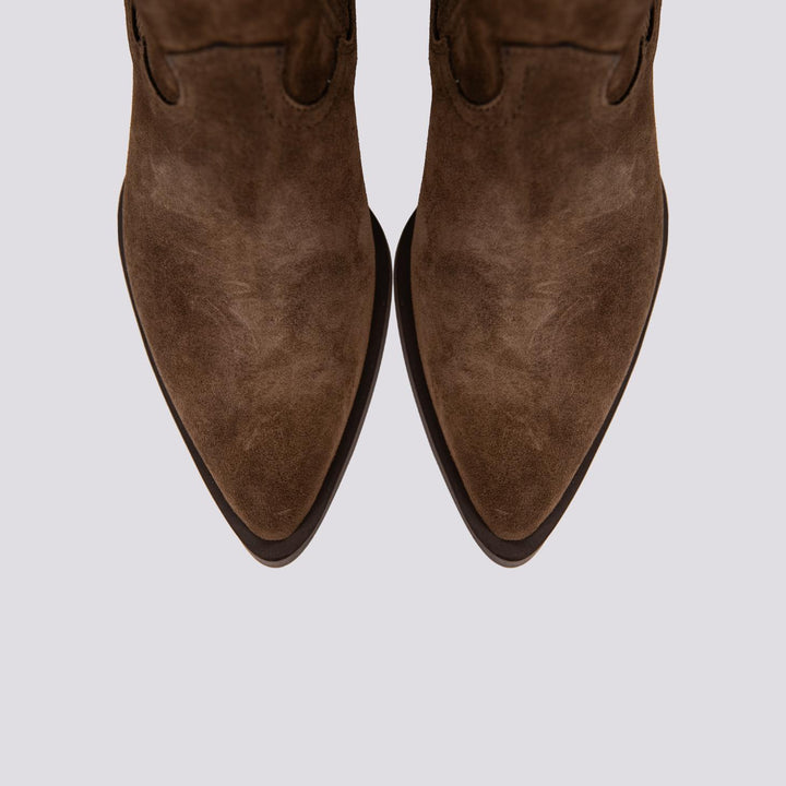 STIVALETTO TEXANO A PUNTA IN CAMOSCIO MARRONE 2074 SILK ARABICA ALPE 