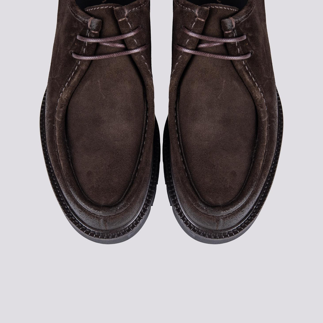 Stringata modello paraboot in camoscio marrone 113492 CONGO ANDREA MORANDO 