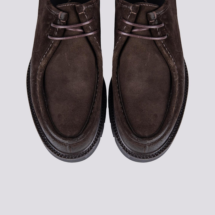 Stringata modello paraboot in camoscio marrone 113492 CONGO ANDREA MORANDO 