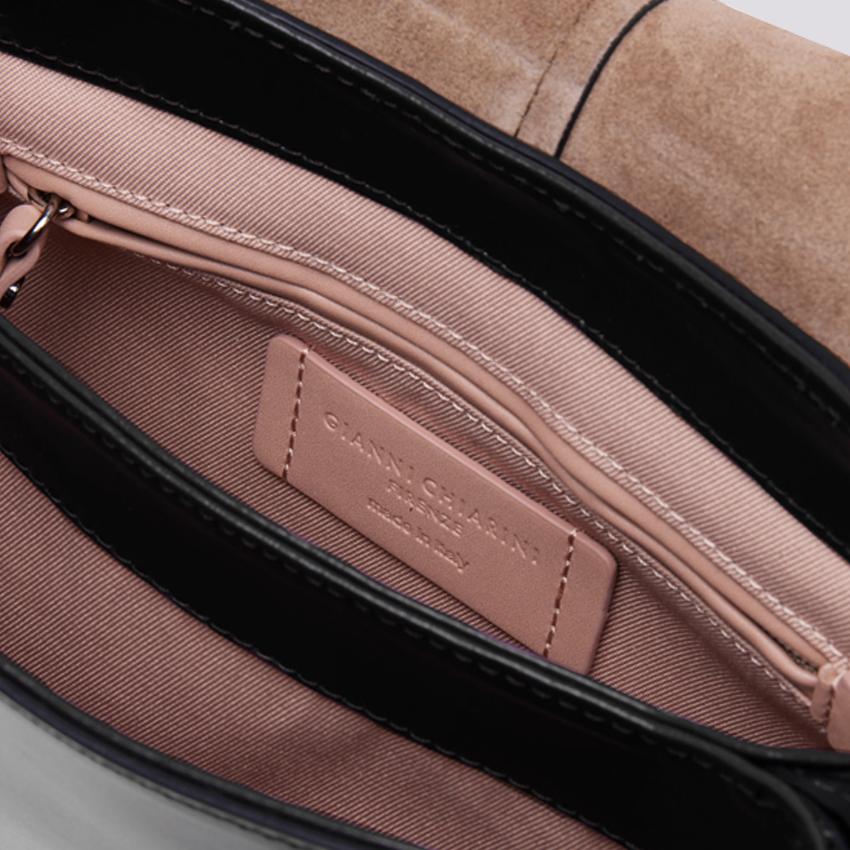 Borsa a spalla Helena Round in pelle nera BS 9308 CALF 001 GIANNI CHIARINI 