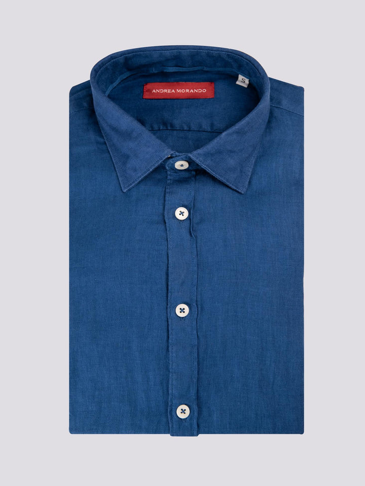 Camicia in fresco lino bluette BU25S18CALINENPD 202 ANDREA MORANDO 