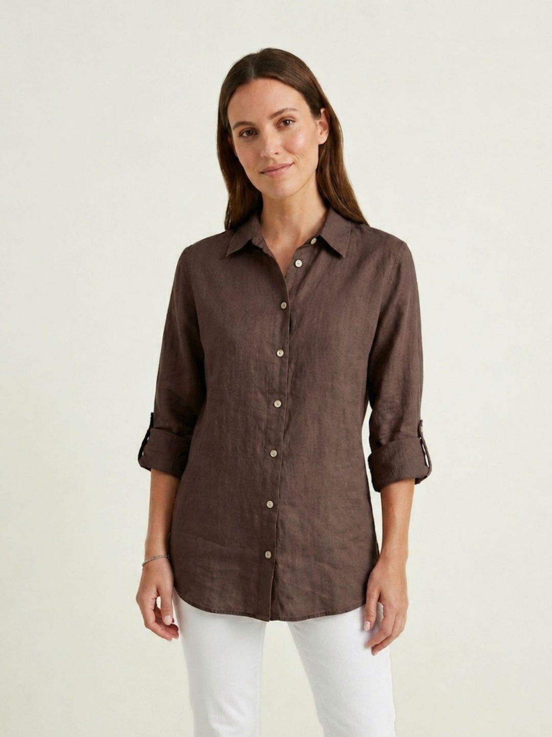 Camicia in lino testa di moro 6CM0552 609 ANDREA MORANDO 