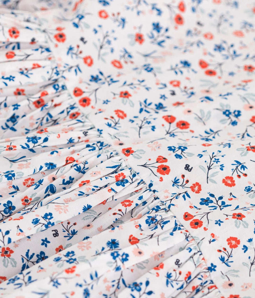 Abito a maniche corte in cotone a fiori bambina A0CXS 01 PETIT BATEAU 