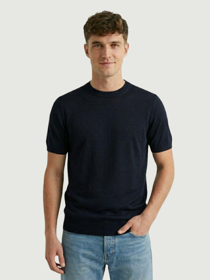 T-shirt girocollo in tencel navy 9-LY0014 7000 ANDREA MORANDO 