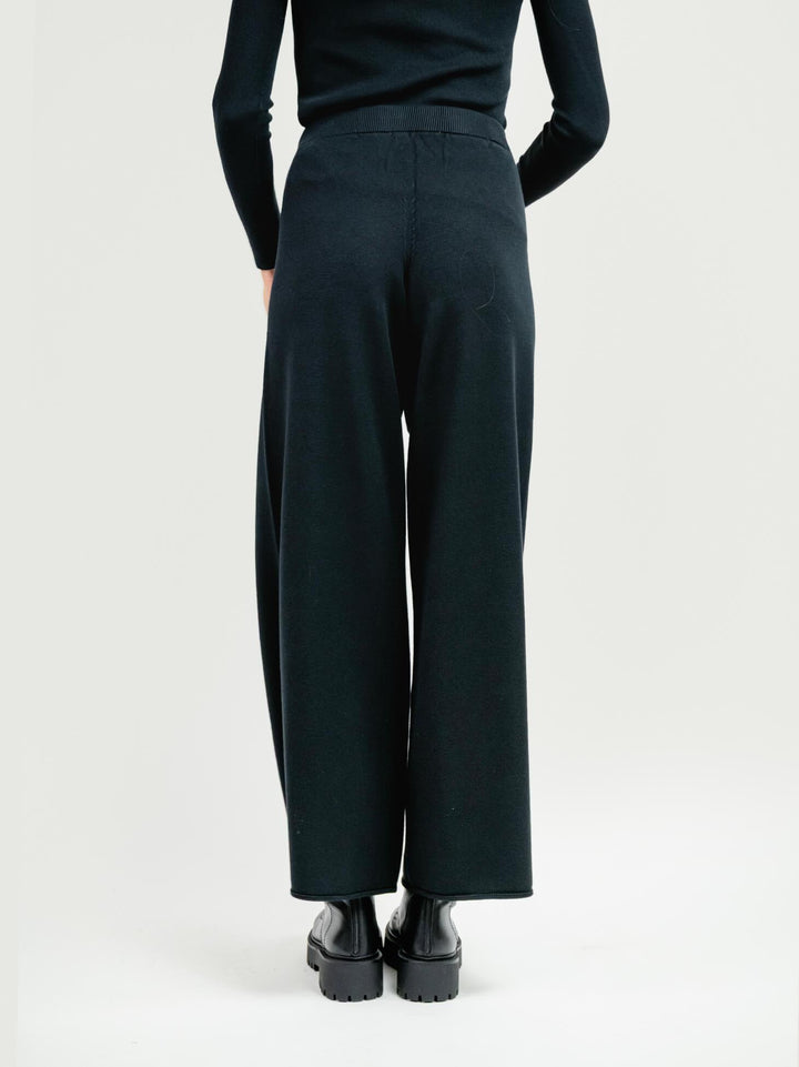 PANTALONE A PALAZZO IN MAGLIA NERO 7115 NERO ANDREA MORANDO 