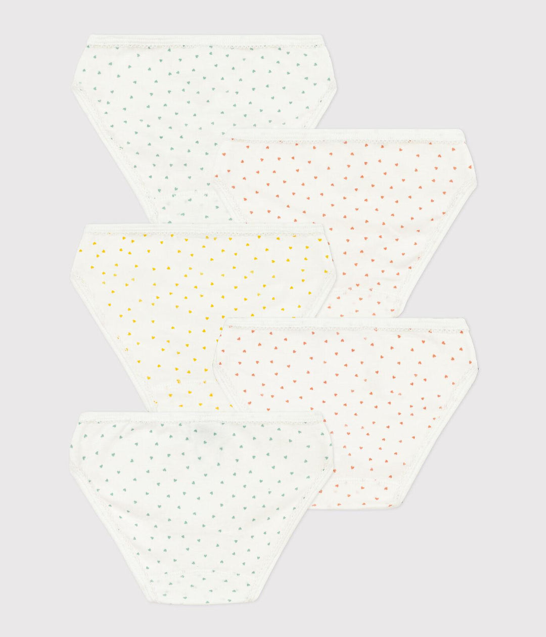 SET DI 5 SLIP BAMBINA IN COTONE A CUORICINI A08KJ 00 PETIT BATEAU 
