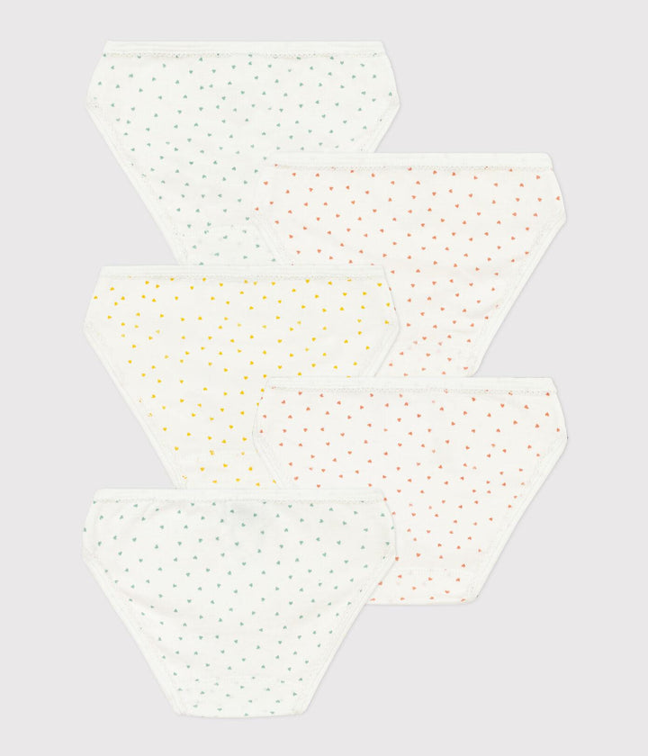 SET DI 5 SLIP BAMBINA IN COTONE A CUORICINI A08KJ 00 PETIT BATEAU 
