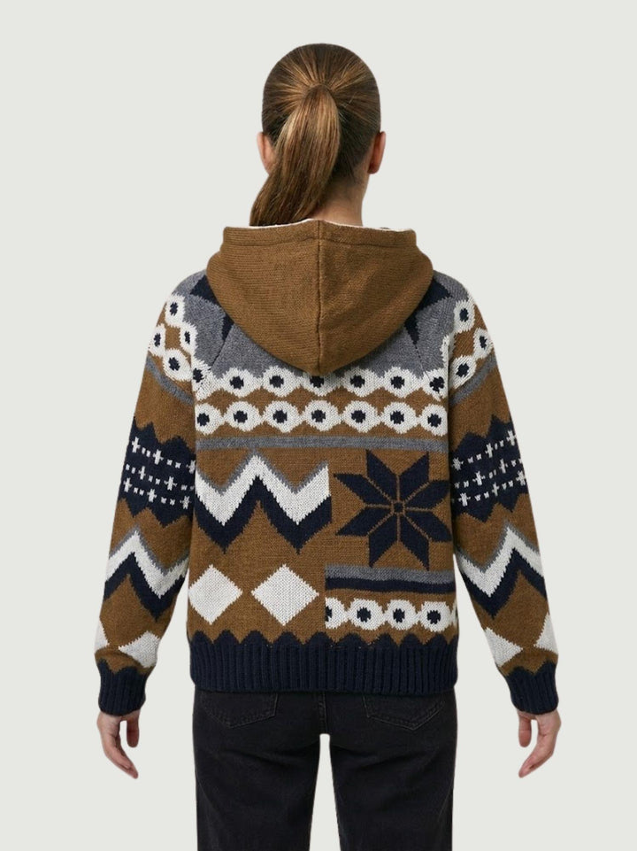 MAGLIONE CON CAPPUCCIO E  ZIP TABACCO MENANDROD TABACCO ANDREA MORANDO 