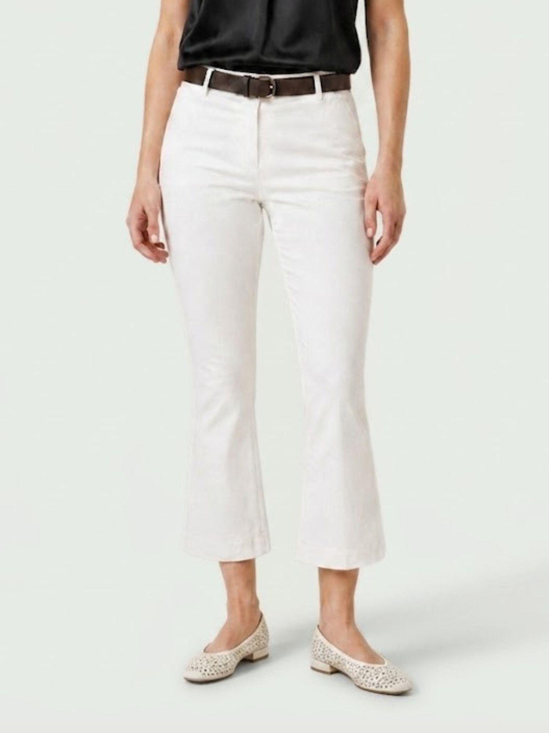 Pantalone a trombetta in cotone bianco 824MA LATTE ANDREA MORANDO 