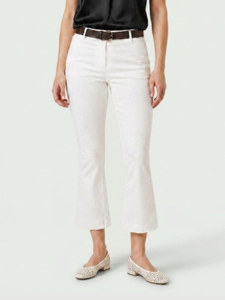 Pantalone a trombetta in cotone bianco 824MA LATTE ANDREA MORANDO 