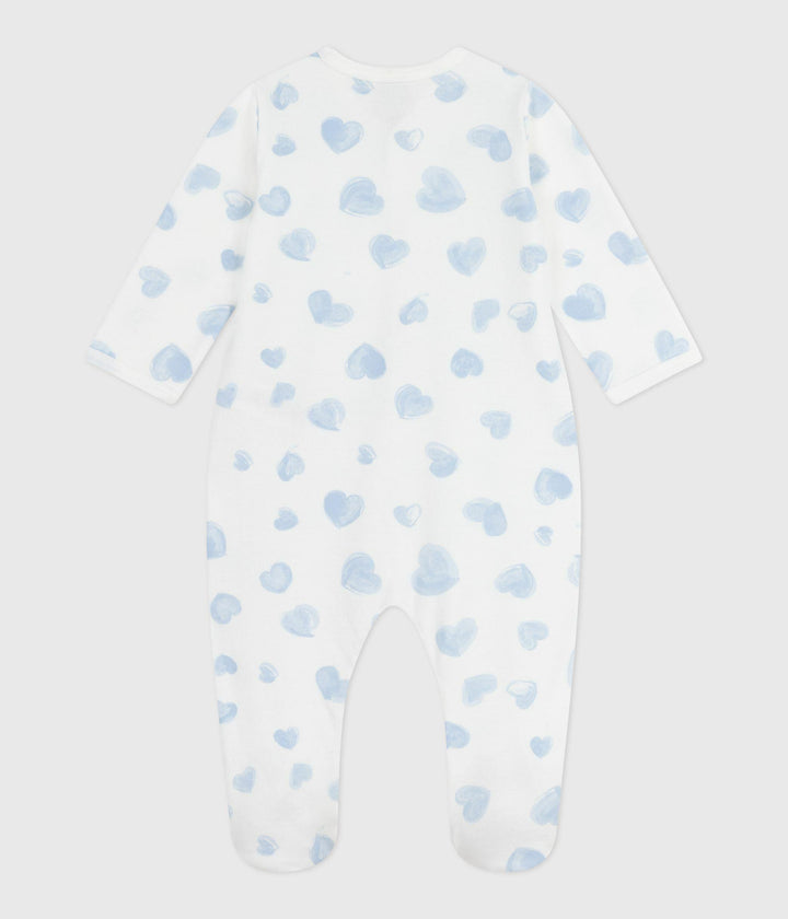 Pigiama in tessuto felpato spazzolato con colletto con stampa a cuori neonato A0DVS 01 PETIT BATEAU 