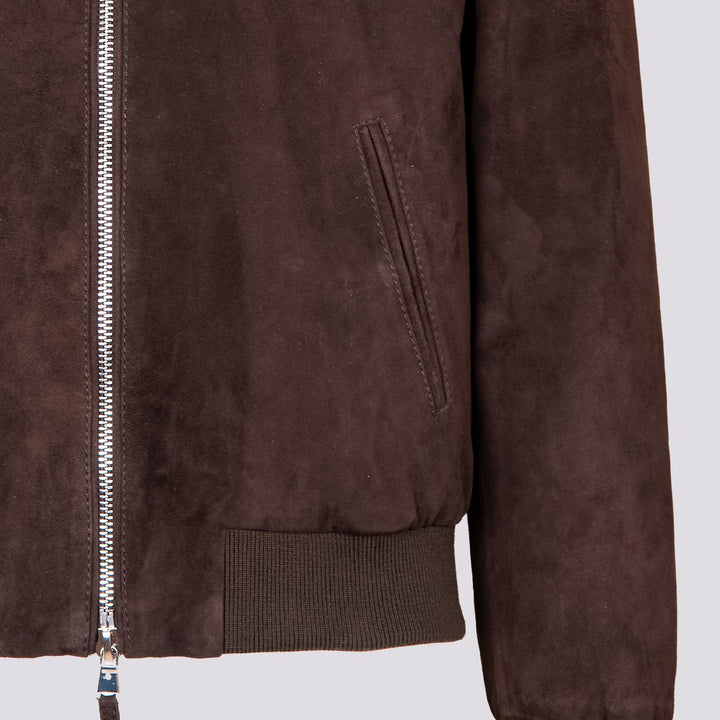 GIUBBOTTO IMBOTTITO IN CAMOSCIO MARRONE "ELVIS" ELVIS 06 JACK LEATHER 