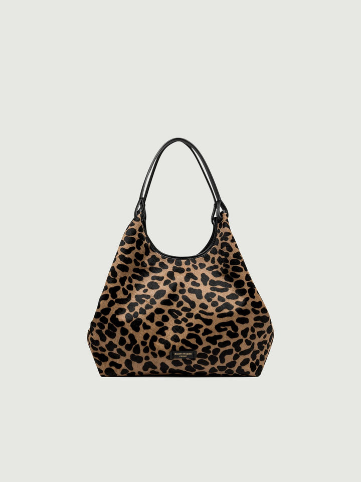 Borsa a spalla Dua in pelle color leo macchia nero-nero 11112 HORSY 10730 GIANNI CHIARINI 