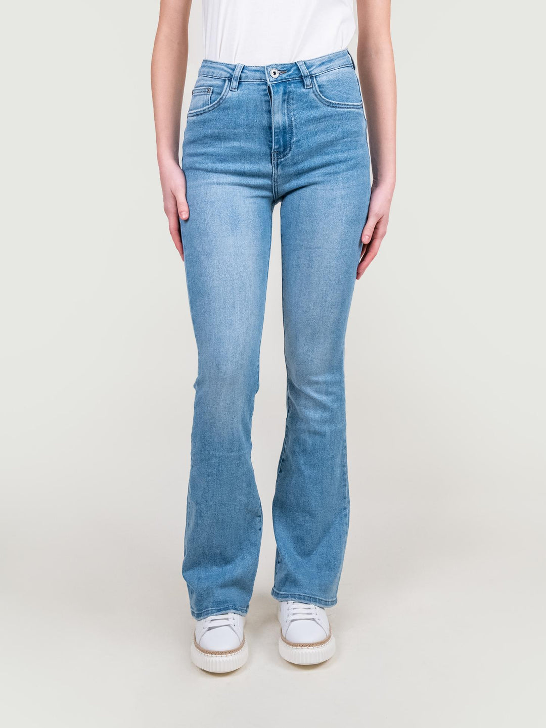 JEANS A ZAMPA ELASTICIZZATO IN DENIM CHIARO 9115 DENIM CHIARO ANDREA MORANDO 