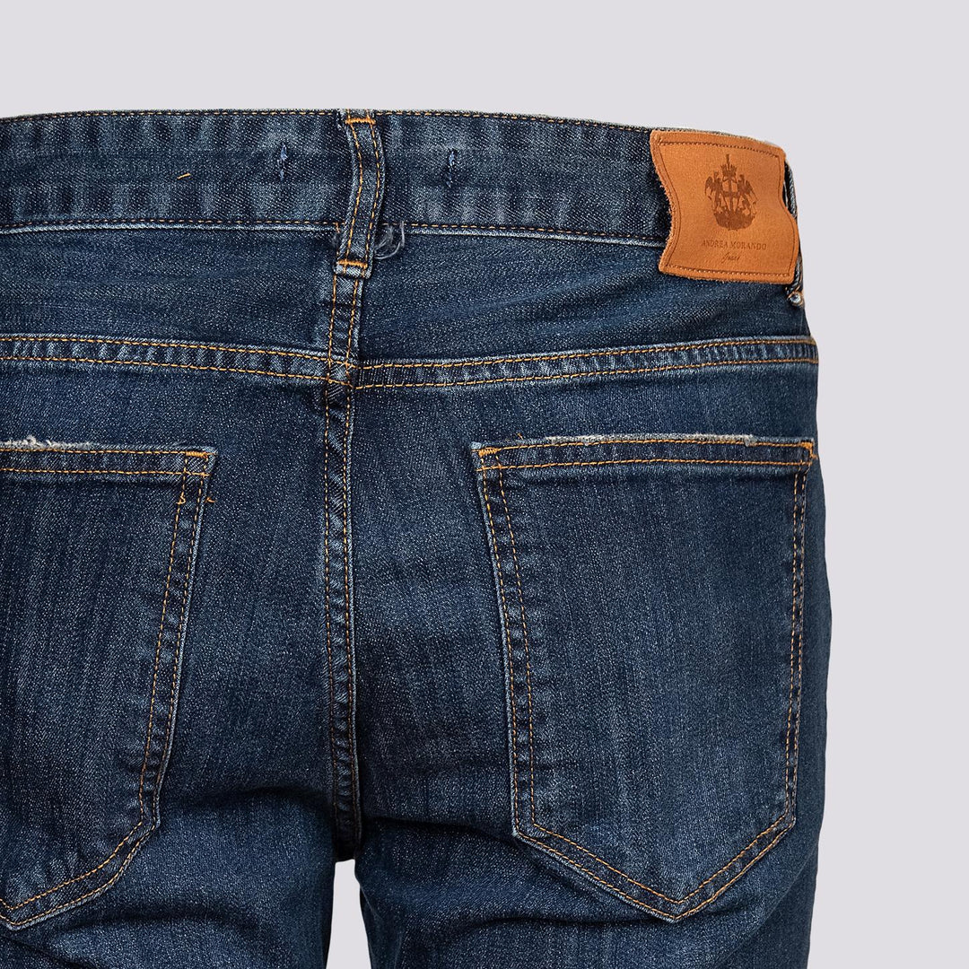 JEANS ANDREA MORANDO SCURO 5 TASCHE 7607CAR SABBIATURA ANDREA MORANDO 