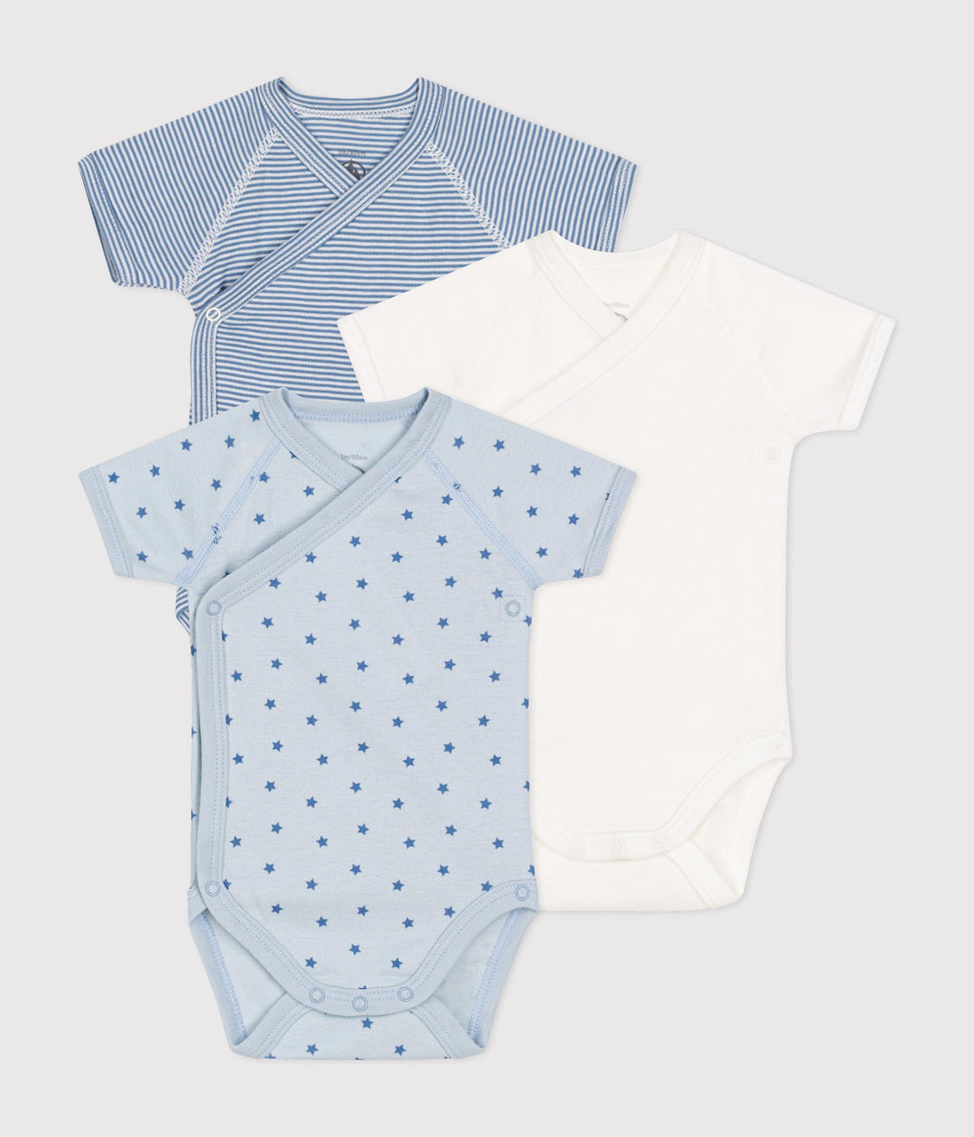 Set di 3 body incrociati a maniche corte righe e stelle A0AUW 00 PETIT BATEAU 