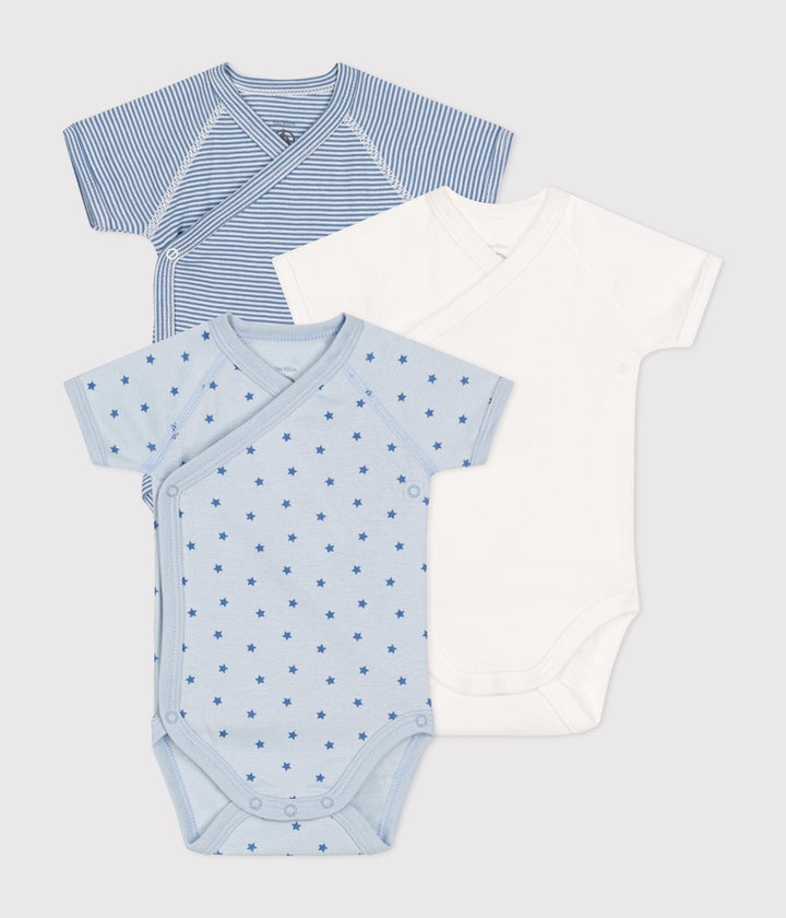 Set di 3 body incrociati a maniche corte righe e stelle A0AUW 00 PETIT BATEAU 
