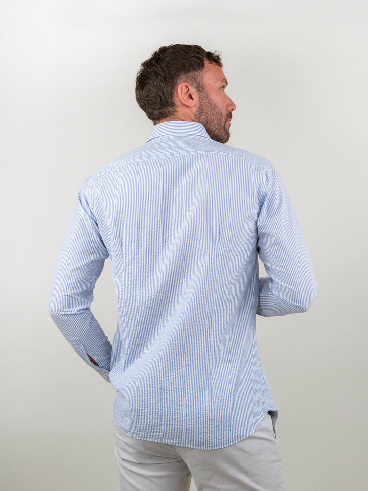 CAMICIA SEERSUCKER RIGA CELESTE