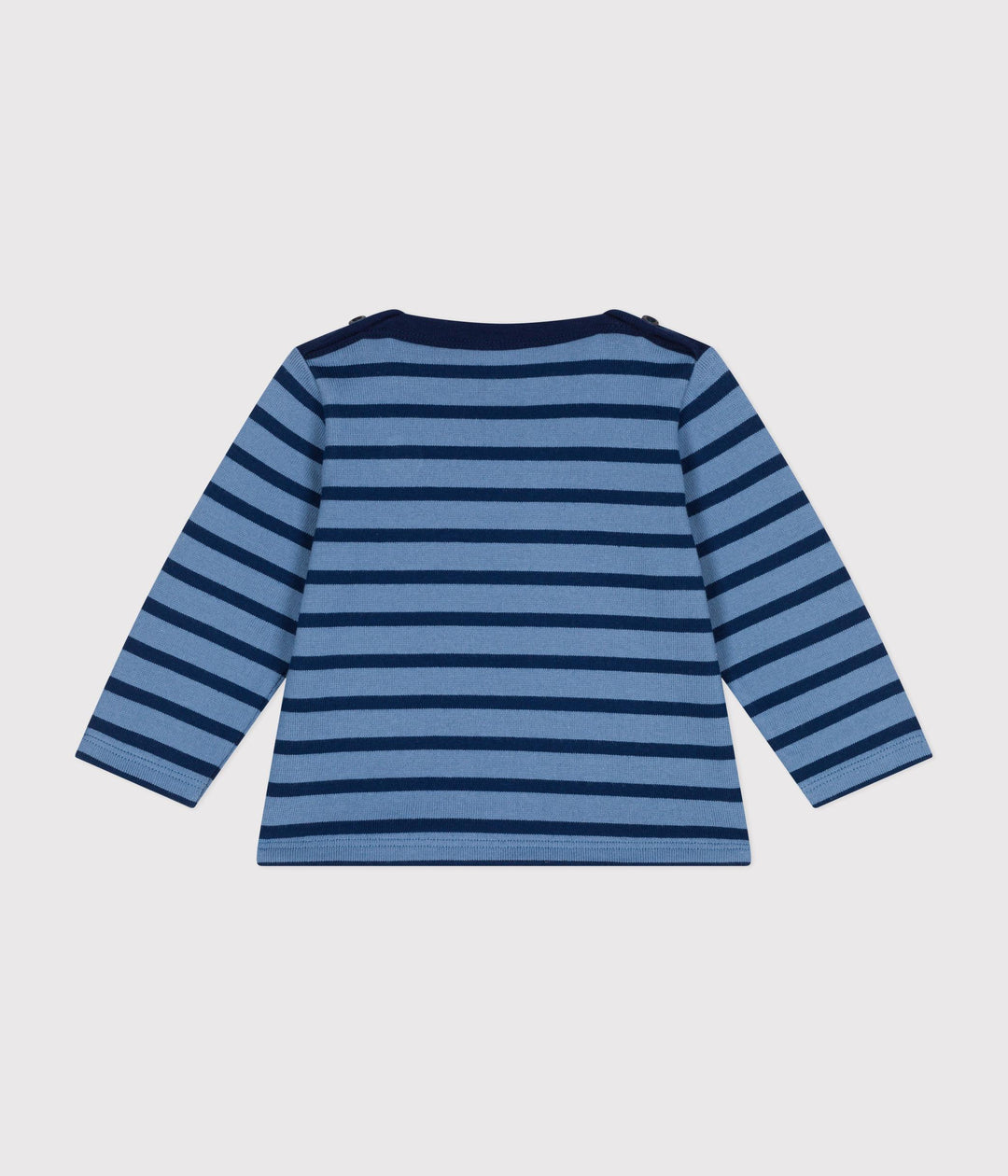 Maglia blu a righe in cotone spesso neonato A0BM3 02 PETIT BATEAU 