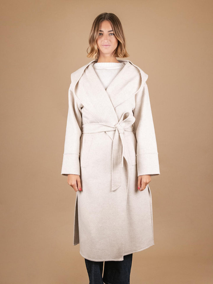 CAPPOTTO LUNGO CON CAPPUCCIO IN MISTO LANA PANNA 863D AVORIO ANDREA MORANDO 