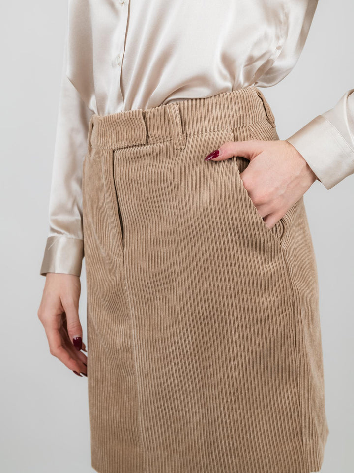 GONNA VELLUTO BEIGE A COSTE GO6542 BEIGE ANDREA MORANDO 